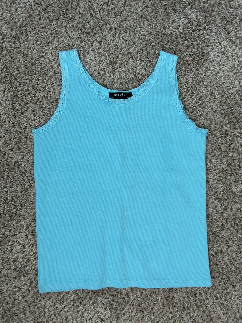 NWT Vintage Gap Girls Blue Ribbed Lace Trim Tank Top Med 7-8 Y2K Cami Coquette